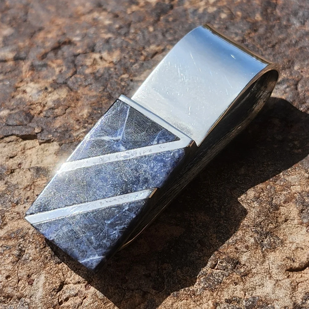Sterling Silver Sodalite GEMSTONE Money CLIP